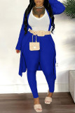 Red Fashion Casual Solid Patchwork V Neck Long Sleeve Three Pieces
