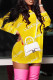 Yellow Fashion Casual Letter Print Basic O Neck Long Sleeve Dresses