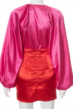 Turquoise Fashion Sexy Solid Frenulum Asymmetrical V Neck Long Sleeve Two Pieces