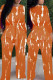 Orange Fashion Casual Print Basic O Neck Long Sleeve Two Pieces