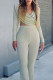 Mustard Green Fashion Sexy Solid Patchwork V Neck Long Sleeve Two Pieces