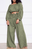 Pink Fashion Casual Solid Patchwork O Neck Long Sleeve Two Pieces