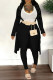 Black Fashion Casual Solid Patchwork V Neck Long Sleeve Three Pieces