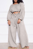 Pink Fashion Casual Solid Patchwork O Neck Long Sleeve Two Pieces