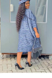 Yellow Casual Print Patchwork Oblique Collar Lantern Dress Dresses