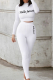 White Casual Print Patchwork Half A Turtleneck Long Sleeve Two Pieces
