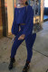 Royal Blue Casual Solid Patchwork O Neck Long Sleeve Two Pieces