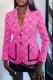 Rose Red Casual Print Patchwork Turndown Collar Outerwear