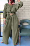 Pink Fashion Casual Solid Patchwork O Neck Long Sleeve Two Pieces