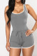 Grey Casual Sportswear Solid Basic U Neck Skinny Romper