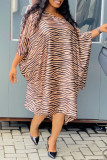 Yellow Casual Print Patchwork Oblique Collar Lantern Dress Dresses