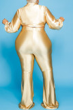 Red Fashion Solid V Neck Long Sleeve Two Pieces