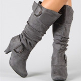 Black Fashion Casual Solid Color Boots