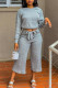 Grey Fashion Casual Solid Basic O Neck Long Sleeve Two Pieces