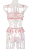 Pink Fashion Sexy Solid See-through Lingerie