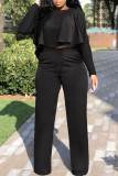 Red Fashion Casual Solid Patchwork O Neck Long Sleeve Two Pieces