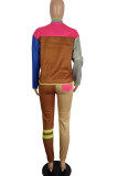 Colour Street Patchwork Pocket Zipper Zipper Collar Long Sleeve Two Pieces