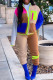 Colour Street Patchwork Pocket Zipper Zipper Collar Long Sleeve Two Pieces