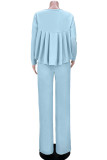 Red Fashion Casual Solid Patchwork O Neck Long Sleeve Two Pieces
