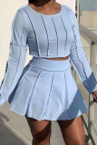 Pink Casual Solid Patchwork O Neck Long Sleeve Two Pieces