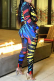Multicolor Fashion Sexy Print Patchwork O Neck Skinny Jumpsuits