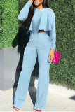 Red Fashion Casual Solid Patchwork O Neck Long Sleeve Two Pieces