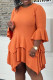 Orange Fashion Casual Solid Patchwork O Neck Irregular Dress pre-sale