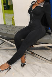 Yellow Fashion Casual Patchwork Solid Color Zipper Collar Skinny Jumpsuits