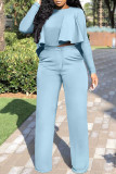 Red Fashion Casual Solid Patchwork O Neck Long Sleeve Two Pieces