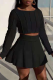 Black Casual Solid Patchwork O Neck Long Sleeve Two Pieces