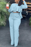 Red Fashion Casual Solid Patchwork O Neck Long Sleeve Two Pieces