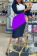 Dark Purple Casual Color Lump Print Split Joint O Neck One Step Skirt Plus Size Dresses