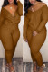 Yellow Casual Cross-over Design Two-piece Pants Set