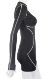 Black Fashion Sexy Patchwork Asymmetrical Half A Turtleneck Long Sleeve Dresses
