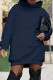 Black Fashion Casual Solid Zipper Hooded Collar Long Sleeve Dresses