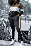 Red Casual Solid Patchwork Hooded Collar Long Sleeve Two Pieces