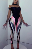 Pink Sexy Print Patchwork Skinny High Waist Pencil Full Print Bottoms