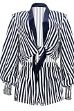 Red Sexy Striped Patchwork V Neck Long Sleeve Two Pieces