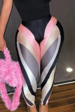 Pink Sexy Print Patchwork Skinny High Waist Pencil Full Print Bottoms