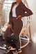 Brown Fashion Casual Solid Patchwork Turndown Collar Long Sleeve Two Pieces