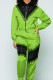 Fluorescent Green Casual Solid Lace Patchwork Zipper Collar Long Sleeve Two Pieces