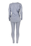 Apricot Fashion Casual Solid Hollowed Out V Neck Long Sleeve Two Pieces