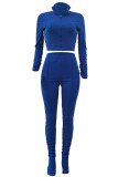 Pink Casual Solid Patchwork Fold Zipper Zipper Collar Long Sleeve Two Pieces