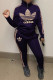 Purple Fashion Casual Print Patchwork Zipper Collar Long Sleeve Two Pieces