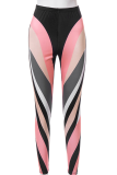 Pink Sexy Print Patchwork Skinny High Waist Pencil Full Print Bottoms