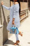 Apricot Fashion Casual Solid Hollowed Out V Neck Long Sleeve Two Pieces