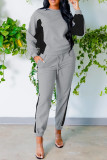 Apricot Fashion Casual Patchwork Basic O Neck Long Sleeve Two Pieces