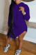 Blue Fashion Casual Solid Slit Hooded Collar One Step Skirt Dresses