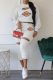 White Casual Print Patchwork Hooded Collar Long Sleeve Two Pieces