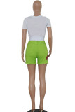 Green Denim Zipper Fly Button Fly Mid Pocket Sequin pencil shorts Shorts